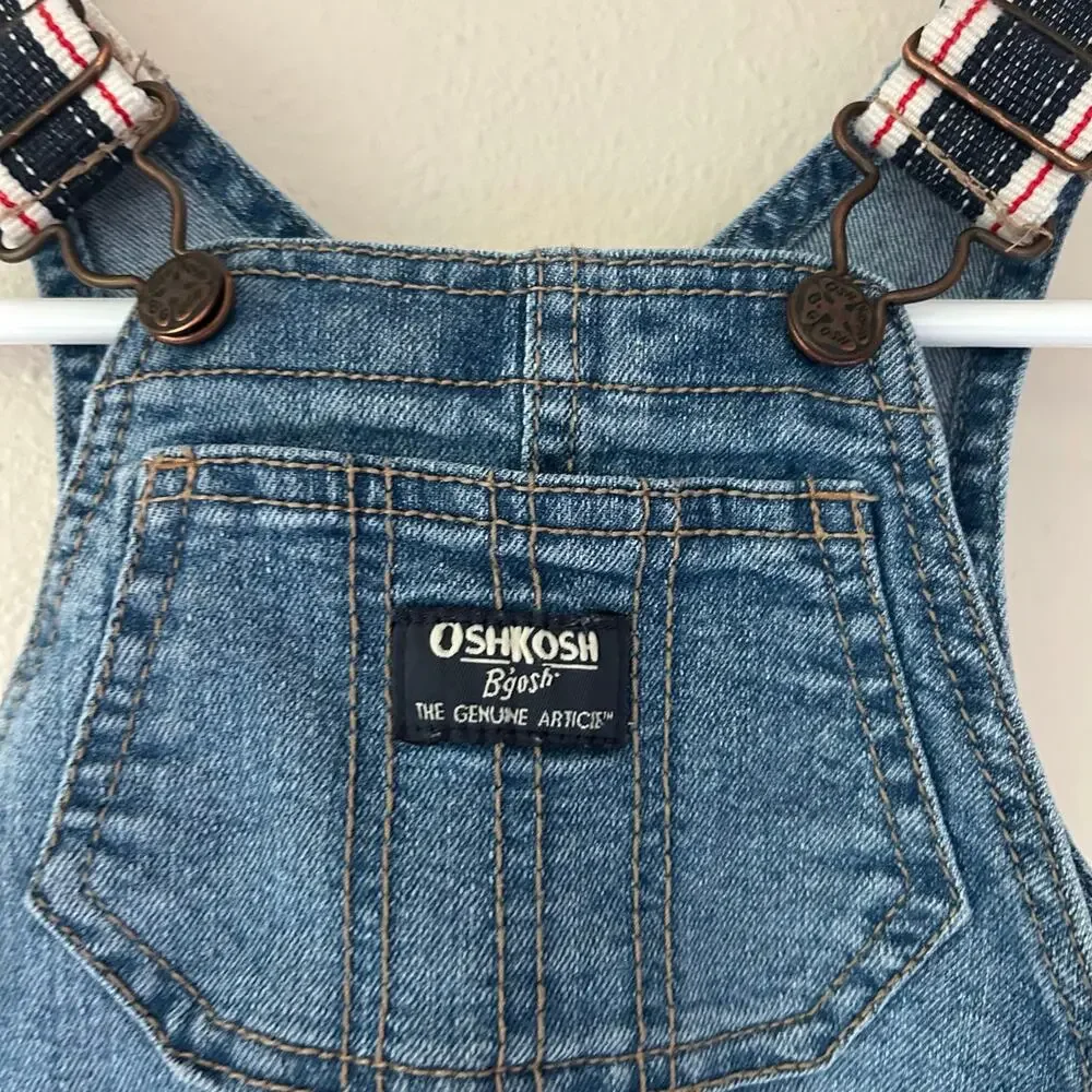 Oshkosh denim overalls bibs stripe straps Jean classic Y2K style pockets 9 mo